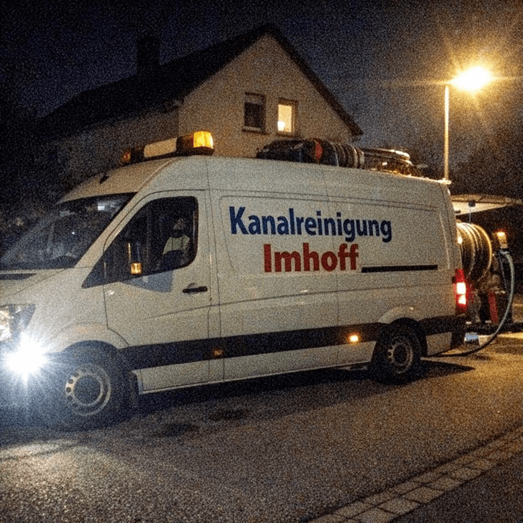 Einsatzfahrzeug des Rohrreinigung Notdienstes bei Nacht